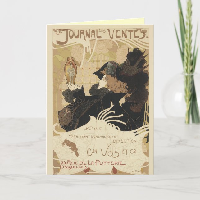 Carte de voeux Art Nouveau Journal (Devant)