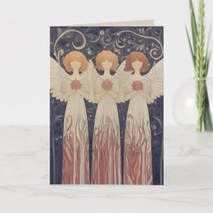 Carte de voeux Art Nouveau Noël Angels