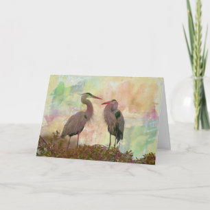Carte de voeux Art numérique Great Blue Heron Pair
