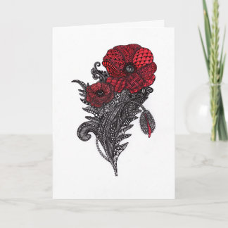 Carte de vœux artistique à motif de fleur de pavot
