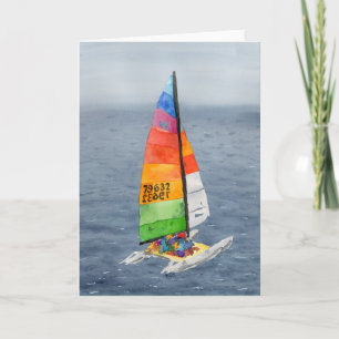 Carte de vœux artistique de catamaran nautique
