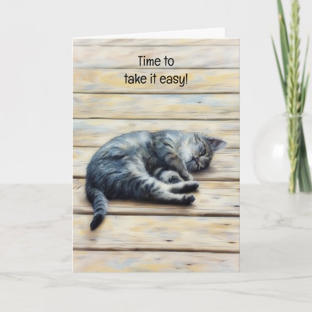 Carte de vœux artistique de chaton mignon se repos (Devant)