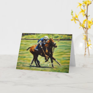 Carte de vœux artistique d'un cavalier de polo en