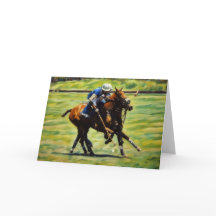 Carte de vœux artistique d'un cavalier de polo en