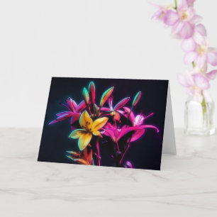 Carte de vœux artistique Neon Lily Garden