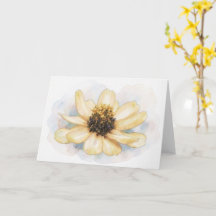 Carte de vœux artistique représentant une Zinnia j