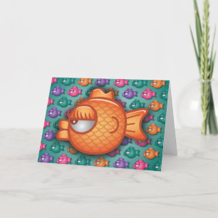 Carte de voeux assez colorée de poisson rouge