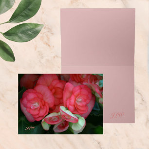 Carte de vœux au bégonia rose vif