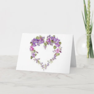 Carte de voeux au coeur violet
