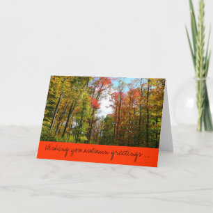 Carte de voeux Automne Arbres et Ciel Bleu