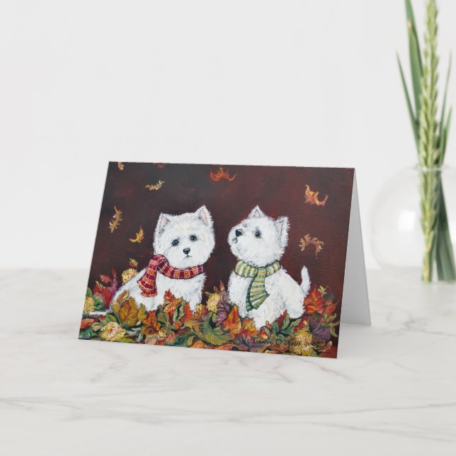 Carte de voeux Automne Westies (Devant)