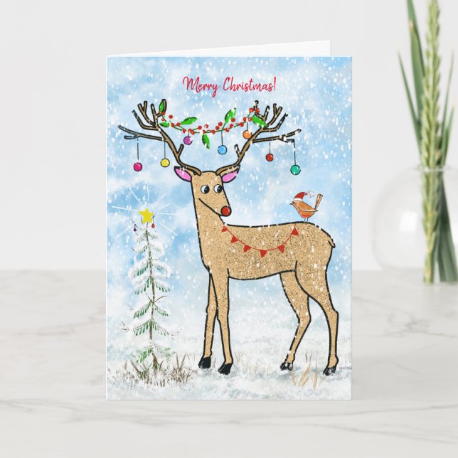 Carte de voeux aux cerfs de Noël (Devant)