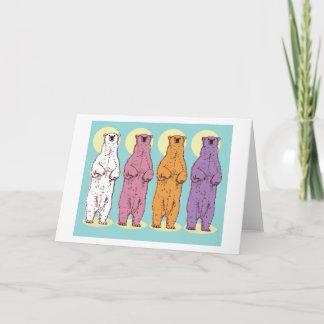 Carte de voeux aux ours polaires colorés