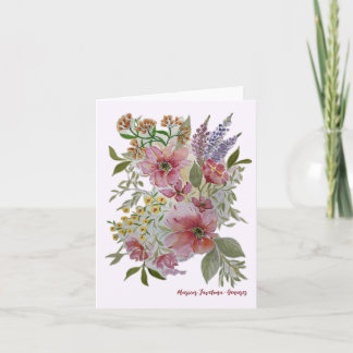 Carte de vœux avec bouquet floral rouge