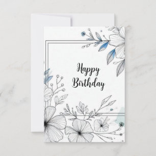 carte de vœux avec cadre de fleurs d'anniversaire