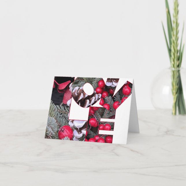 Carte de vœux avec cônes de pin, feuillus persista (Devant)