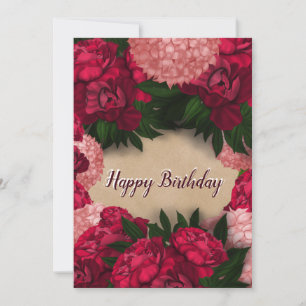 Carte de voeux avec des pivoines Joyeux anniversai