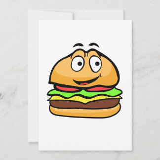 Carte de voeux avec hamburger de dessin animé