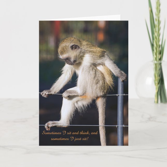 Carte de voeux avec l'image de Singe et Slogan (Devant)