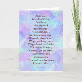 Carte de voeux avec mon poème ABILITIES