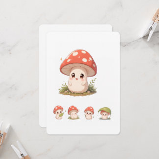 Carte de vœux avec personnage de champignon mignon