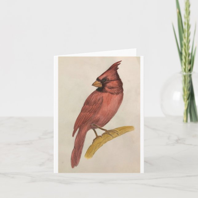 Carte de voeux avec une peinture d'un cardinal (Devant)