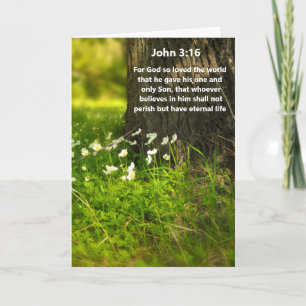 Carte de vœux avec verset biblique Jean 3:16 Fleur