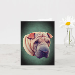 Carte de vœux avec visage de chien Shar Pei