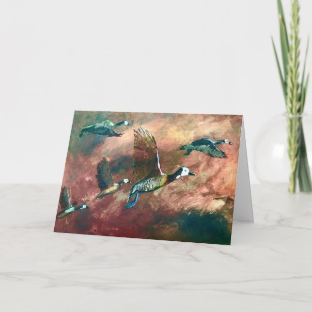 Carte de voeux avec Whistling Duck au visage blanc (Devant)