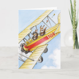 Carte de voeux Aviator Rabbit Couple