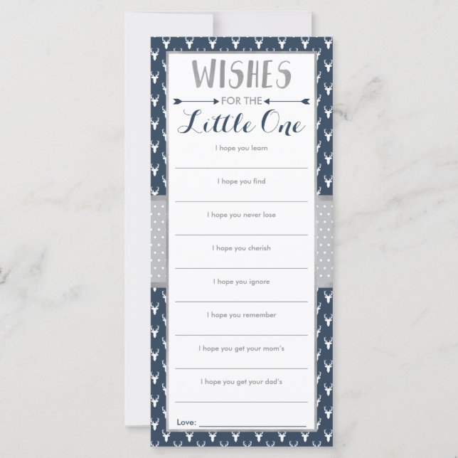Carte de voeux, Baby shower, Cerf de bois (Devant)