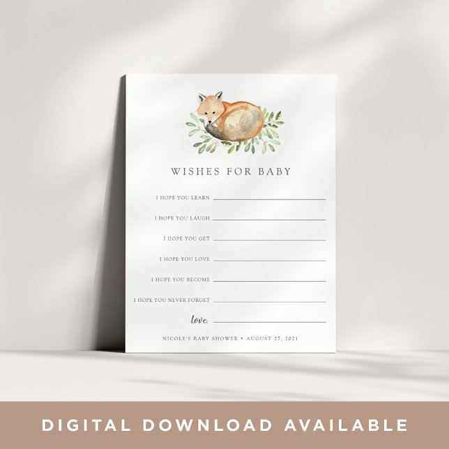 Carte de voeux Baby shower Woodland Fox (Créateur téléchargé)