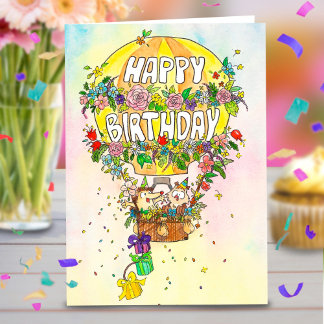 Carte de vœux ballon Joyeux Anniversaire par N. Ja