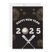 Carte de vœux baseball pour le nouvel an 2025