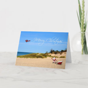 Carte de voeux Beach Père Noël