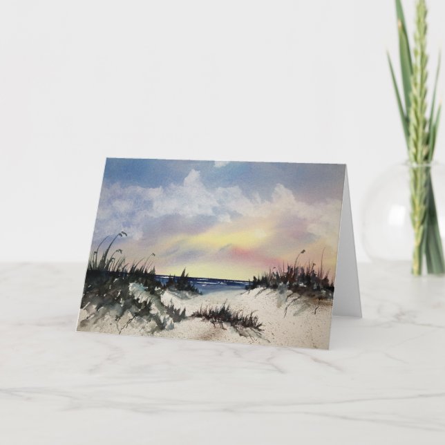 Carte de voeux Beachscape Watercolor Art (Devant)
