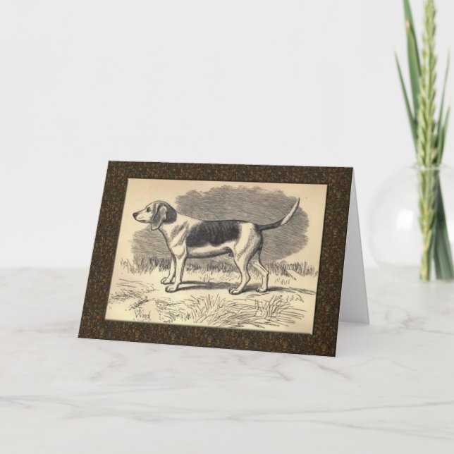 Carte de voeux Beagle vintage (Devant)