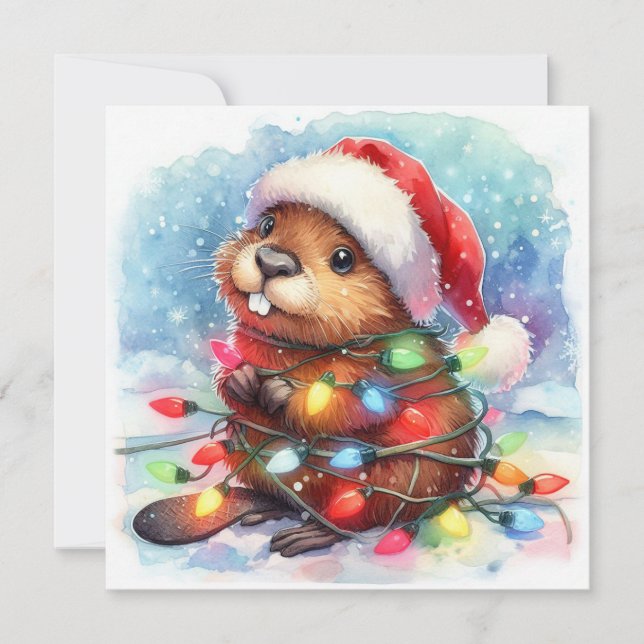 Carte de voeux Beaver de Noël (Devant)