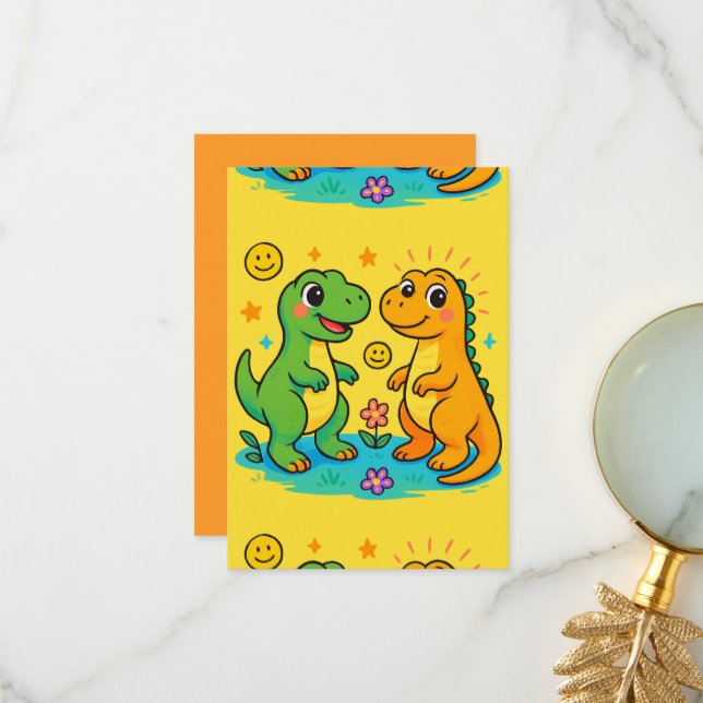 Carte de vœux bébé Dino (Devant/Arrière en situation)