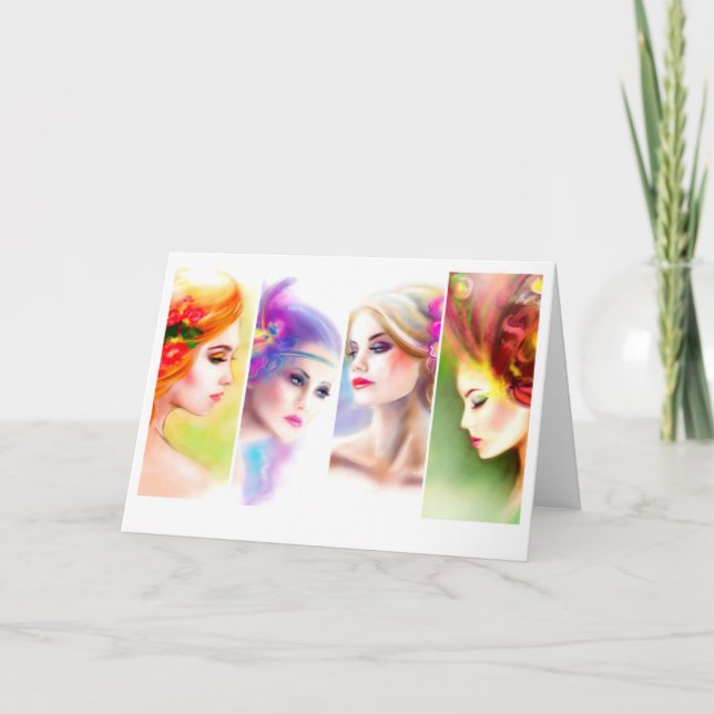 Carte de voeux Belle femme visage collage (Devant)