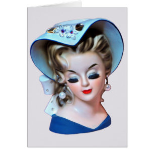 Carte de voeux Belle Head Vase Bonnet Lady