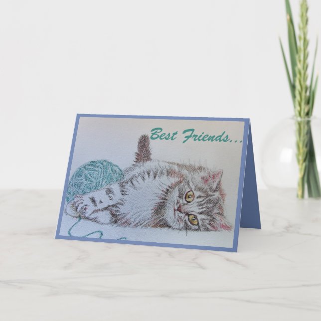 Carte de voeux Best Friends Cute Cat Art (Devant)
