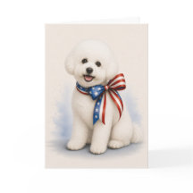 Carte de vœux Bichon Frise patriotique