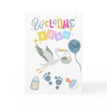 Carte de vœux Bienvenue Bébé Garçon