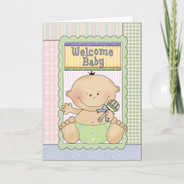 Carte de voeux bienvenue de félicitations de bébé (Devant)