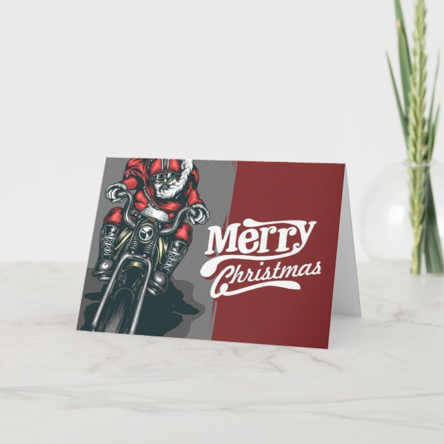 Carte de voeux Biker Père Noël (Devant)