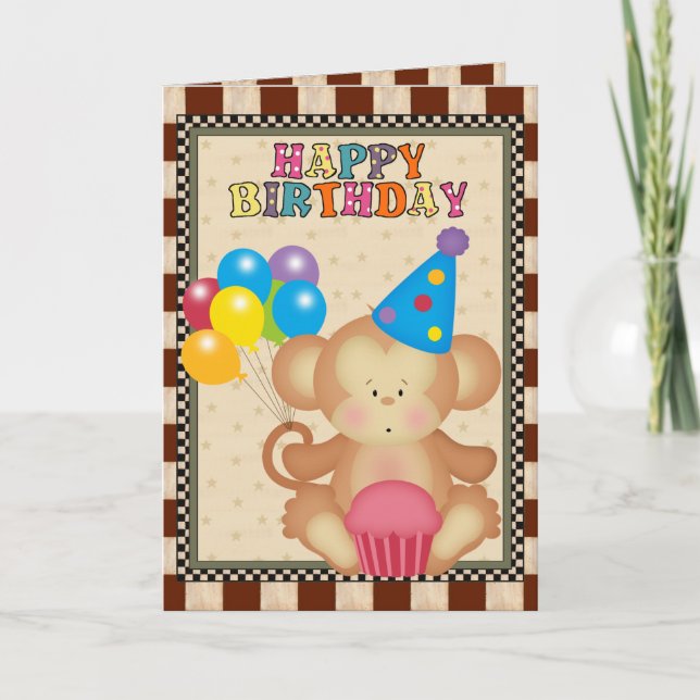 Carte de voeux Birthday Monkey (Devant)