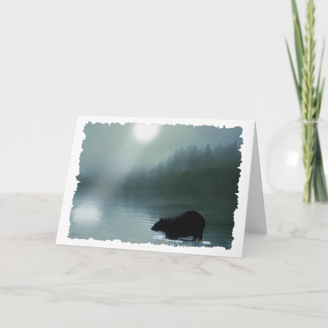 Carte de voeux Black Bear & Moonlight (Devant)