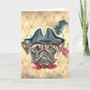 Carte de vœux Blackface le Pug Pirate