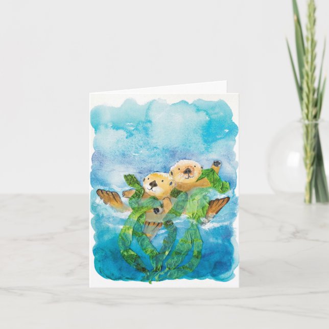 Carte de voeux BLANC, Mignonne et Joueuse (Devant)